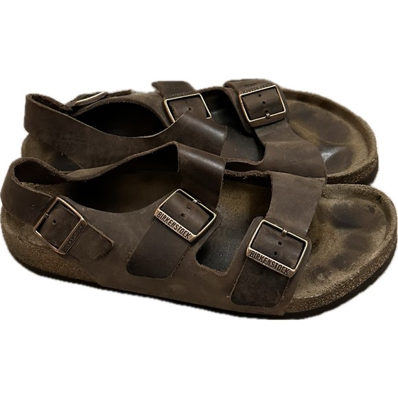 Birkenstock Milano Brown Leather Sandals Size 42 / W 11 - M 9 Slingback - Picture 1 of 9